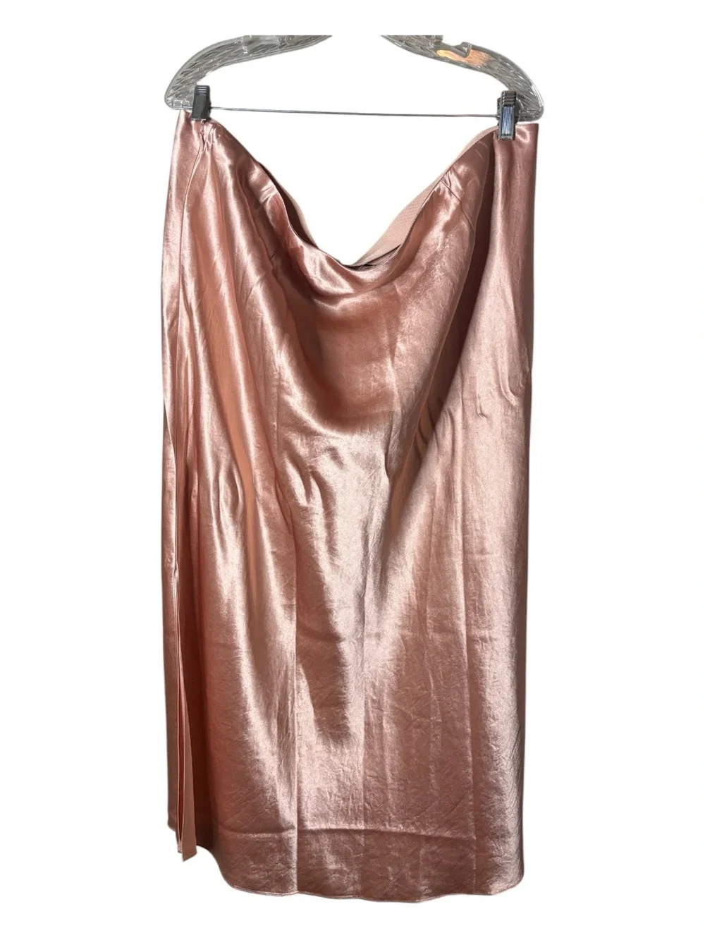 NWT Vince Side Slit Satin Midi Skirt Women’s XXL A Line Side Zip Elastic Waist